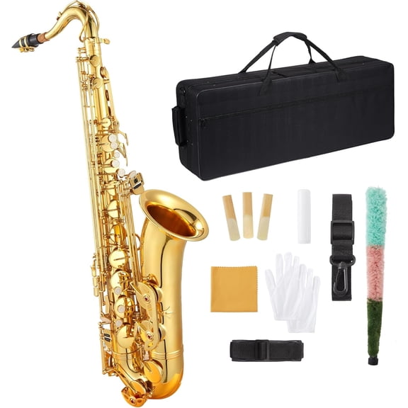 Senfot B-Flat Tenor Saxophone with Mouthpiece, Case, Cleaning Cloth, Gloves & Cleaning Rod, Professional Tenor Saxophone for Beginners & Musicians
