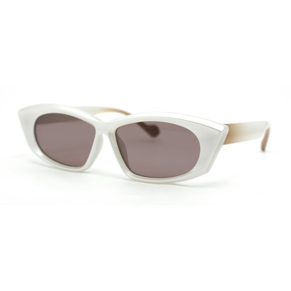 Womens Retro Sleek Beveled Thick Plastic Lustrous Squared Cat Eye Sunglasses Grey Brown - Brown