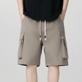 thumbnail image 5 of Amvlyk Cargo Shorts for Men Drawstring Elastic Waist Knee Length Running Shorts Zipper Multipocket Lightweight Casual Athletic Shorts Classic Outdoor Hiking Shorts for Gym Camping Fishing Travel, 5 of 10