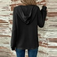 thumbnail image 4 of UoCefik Plain Sweatshirt Women Fashion Waffle Knit Buttons Long Sleeve Hoodies Casual Fall Henley V Neck Drawstring Pullover Comfy Oversized Hooded Sweaters Black L, 4 of 7