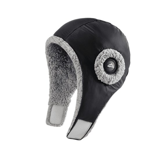 Winter Down Cotton Outdoor Skiing Windproof Waterproof Ear Protection Riding Plus Velvet Warm Baotou Cap Black