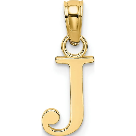 14K Yellow Gold Polished Block Letter J Initial Pendant Made In United States k6423j