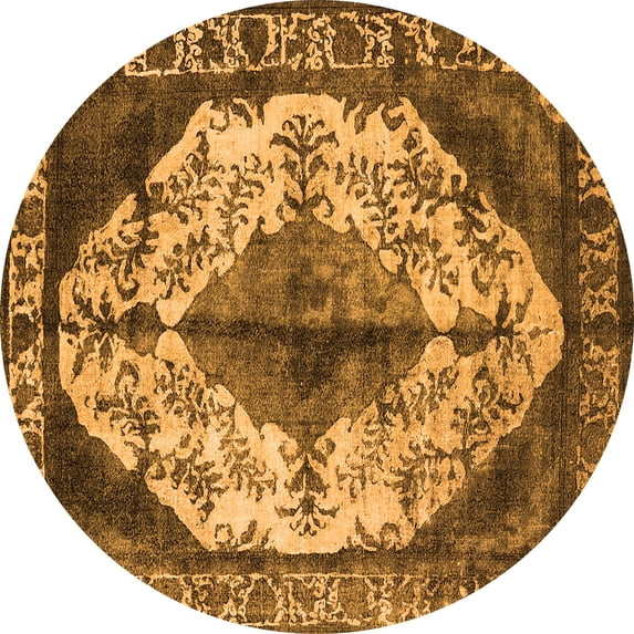 Ahgly Company Indoor Round Oriental Orange Industrial Area Rugs, 7' Round