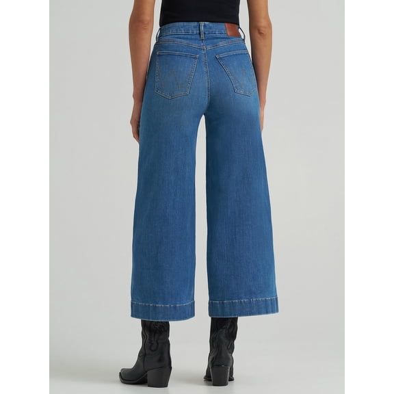 Wrangler Womens Be Spoke Miranda Wide Crop Jeans 29x26 Denim