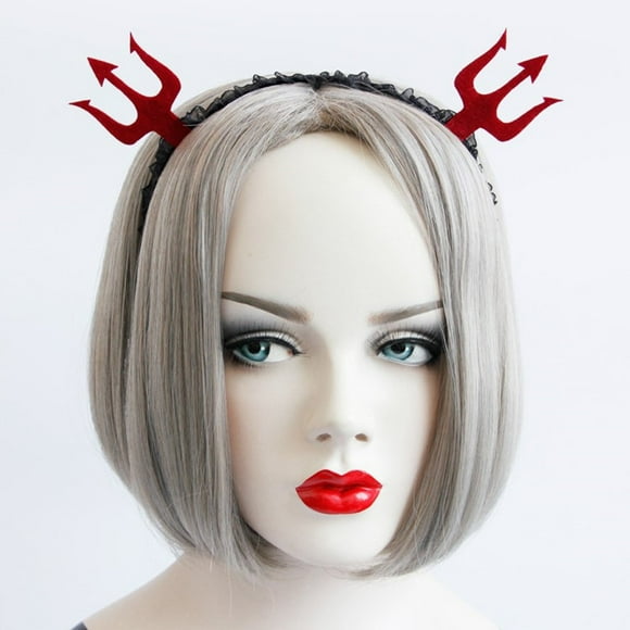 Women’s Devil Horn Hoop Halloween Headband Mardi Gras Party Supplies（Trident）