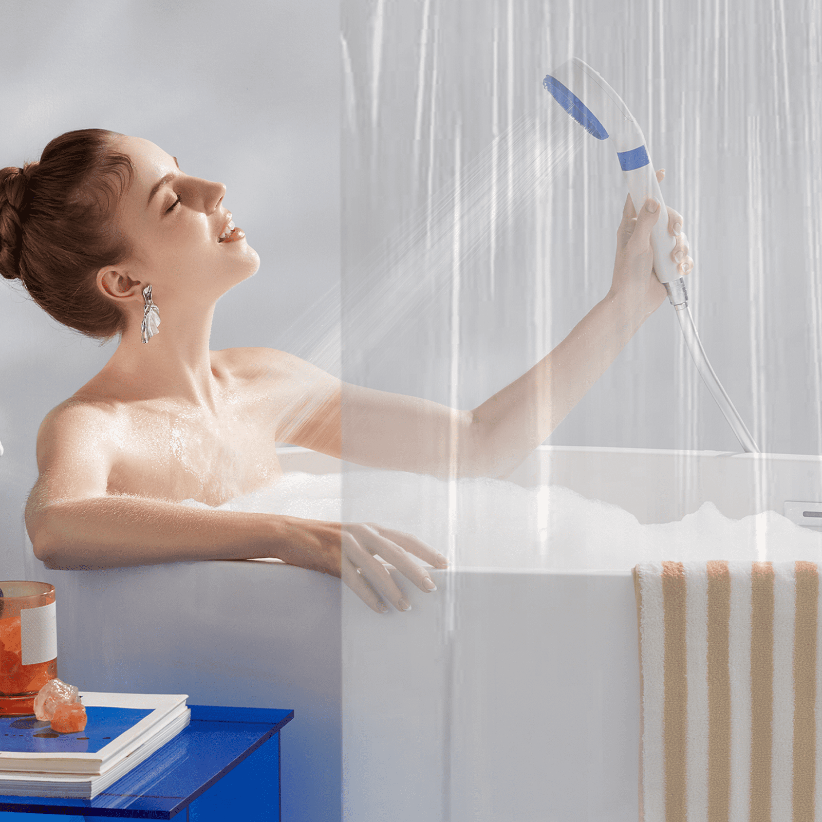 Dznils Extra Long Clear PEVA Shower Curtain Liner with Hooks Mildew Resistant, 72" W x 78" H, 2 Pack