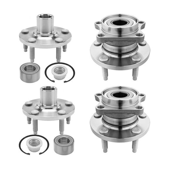 AutoShack Front & Rear Wheel Hub Bearing Assemblies without ABS Replacement for 2007-2010 Ford Edge 2007-2010 Lincoln MKX 4-PC Set