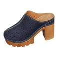 thumbnail image 5 of Rokment Platform Chunky Block High Heel Clogs Mules Sandals for Women Ladies 2026 Spring Summer Fashion Leather Closed Toe Dress Pumps Heeled Backless Slip on Slides Navy Size 7, 5 of 6