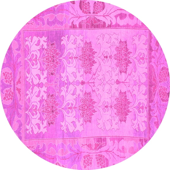 Ahgly Company Indoor Round Oriental Pink Traditional Area Rugs, 8' Round