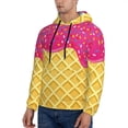 thumbnail image 3 of Balery Red Ice Cream Pattern Mens Hoodie Kangaroo Pocket Hoodie Pullover Hooded Sweatshirt Ideal for Daily Wear Travel and Home-X-Large, 3 of 7