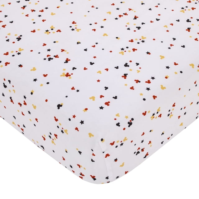 Sábana ajustable para cuna con diseño de confeti de Mickey Mouse de Disney
