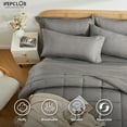 thumbnail image 6 of YEPCLUB 7-Piece King Size Comforter Set,Grey Reversible Bed in a Bag,All Season Solid Bedding Set with Sheets,Pillowcases & Shams, 6 of 6