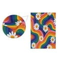thumbnail image 3 of Birthday Party Garden Flags Outdoor Patio Decoration Flags 28x40in Rainbow-colored Waves with Daisies, 3 of 6