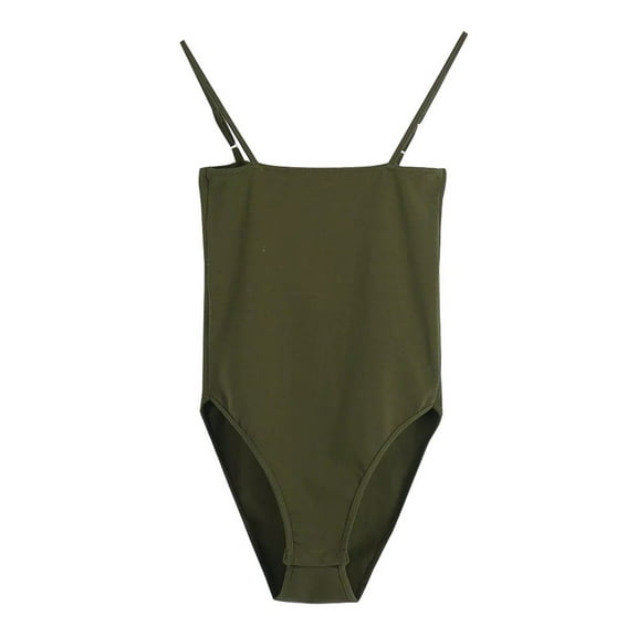 REALiKUN Sexy One Piece Bathing Suit for Women High Cut Square Neck Sleeveless Bodysuits Swimsuit