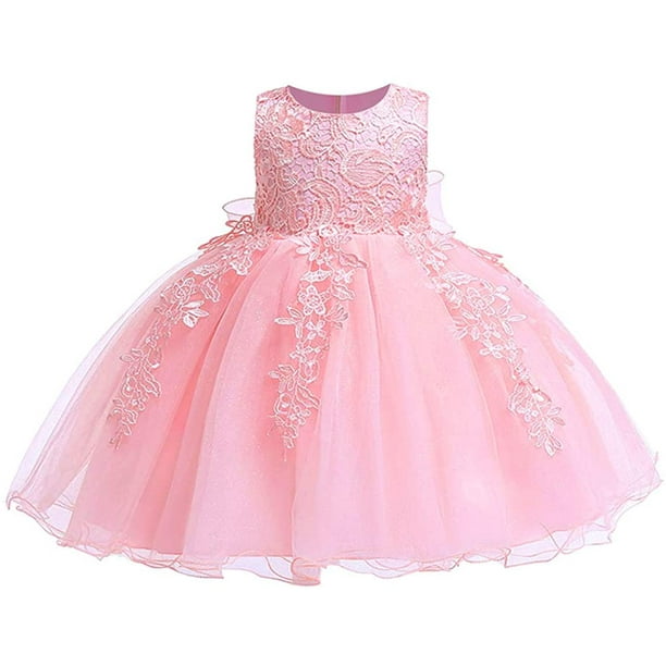 Vestido Formal para niñas pequeñas, lazo, cumpleaños, boda, fiesta, vestido de encaje de flores Adepaton CJWUS-4313