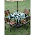 thumbnail image 3 of Outdoor Tablecloth with Umbrella Hole and Zipper, Aqua Geometric Square Table Cloth 60x60 Inch Waterproof Tablecloth, Modern Black White Striped Abstract Lines Picnic Table Cover for Patio Camping, 3 of 7