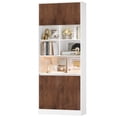 thumbnail image 4 of Homfa 75" Tall Bookcase with Doors & Adjustable Shelf, 3-Tier Cube Bookcase with Storage, Wood Farmhouse Display Cube Bookcase for Living Room Office, White, 4 of 7