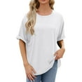 thumbnail image 2 of Njoeus Going Out Tops for Women, Blouses for Women Dressy Casual Womens Shirts Summer Short Sleeve Tunic Tops for Women Basic T Shirt Loose Fitted Casual Blouses S-XXL, 2 of 7