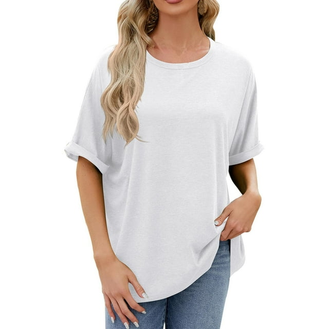 XMMSWDLA T-Shirts pour Femmes Manches Courtes T-Shirts Cœur Graphique Amples Hauts d'Été Blancs Chandails de Gym Femme