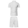 thumbnail image 4 of VBTAPA Mens Shorts Sets Summer 2 Piece Outfits Waffle Knit Quarter Zip Polos with Drawstring Waist Shorts Casual Golf Track Suit Beach Vacation Set with Pockets White XXL, 4 of 8