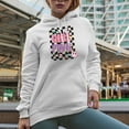 thumbnail image 2 of Girl Pwr, Retro Feminist Themed Art Merch Gift, White Hooded Sweatshirt or Hoodie, Small, 2 of 5