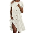 thumbnail image 1 of Mgmyaa Robe d'Été Décontractée à Manches Courtes avec Boutons pour Femmes Robe Midi de Plage Voyage Vacances, 1 of 4