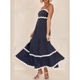 thumbnail image 5 of Yunliwuli Women Cami Dress Ric Rac Sleeveless Spaghetti Strap Dress Summer Casual Backless Long Dress, 5 of 7