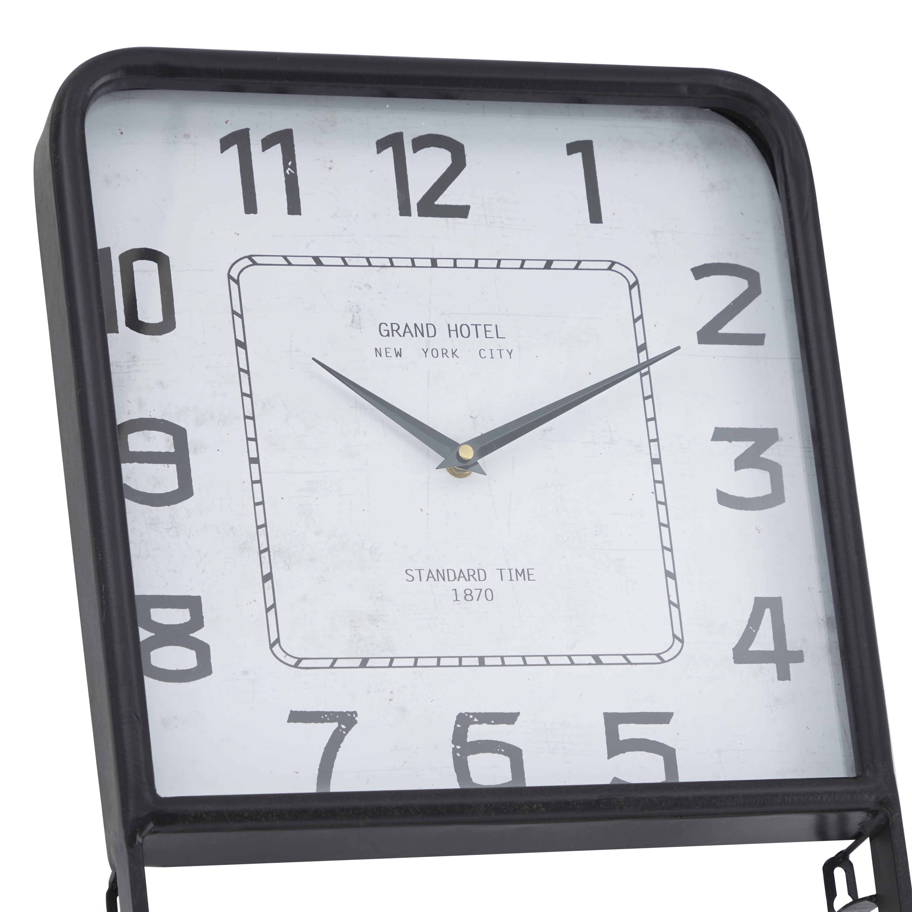 DecMode 14" x 88" Black Metal 5 Rack Ladder with Clock, 1-Piece