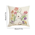 thumbnail image 2 of SIYTUAU Easter Theme Linen Pillow Cover 45X45 Cm Square Cushion Cover With Rabbit Print For Sofa Couch Home Decor D, 2 of 7