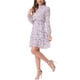 thumbnail image 4 of Vestido de gasa largo de manga larga con cuello de pie y volantes en capas de flores para mujer estilo chic, color púrpura, 4 of 6