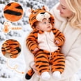 thumbnail image 5 of Boys Hooded Romper Long Sleeve Zipper Warm Jumpsuit Baby Animal Costume Cosplay Costume Boys Halloween Costume Size 0-9 Months, 5 of 9