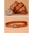 thumbnail image 3 of Catelles Men's Camel Leather Belt, Wear-resistant Alloy Pin Buckle, Gift Box with Puncher&For waist 42 in Width 1.5 in(3.8cm), 3 of 9