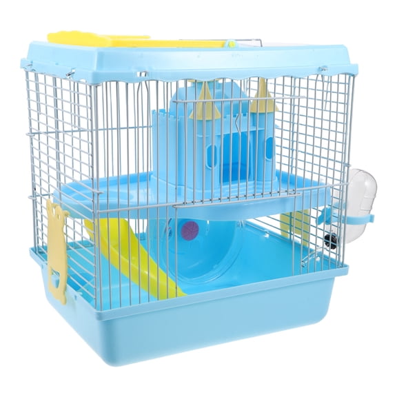 ELAYARD Sky Blue Multilayer Hamster Cage with Exercise Wheel Slide and Builtin Water Bottle for Small Pets