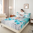 thumbnail image 4 of Homewish Boys Girls Teal Flowers Full Size Sheets 4-Piece,Abstract Vintage Breathable Bed Sheets,Spring Garden Lightweight Sheet Sets,Microfiber Bedroom Decor, 4 of 7