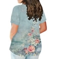 thumbnail image 3 of IYYVV Summer Womens Tops Plus Size Casual Shirts For Women Round Neck Blouse Short Sleeve Floral Print T Shirt Trendy Flowy Clothing Fall Fashion 2024 Blue 4XL, 3 of 5