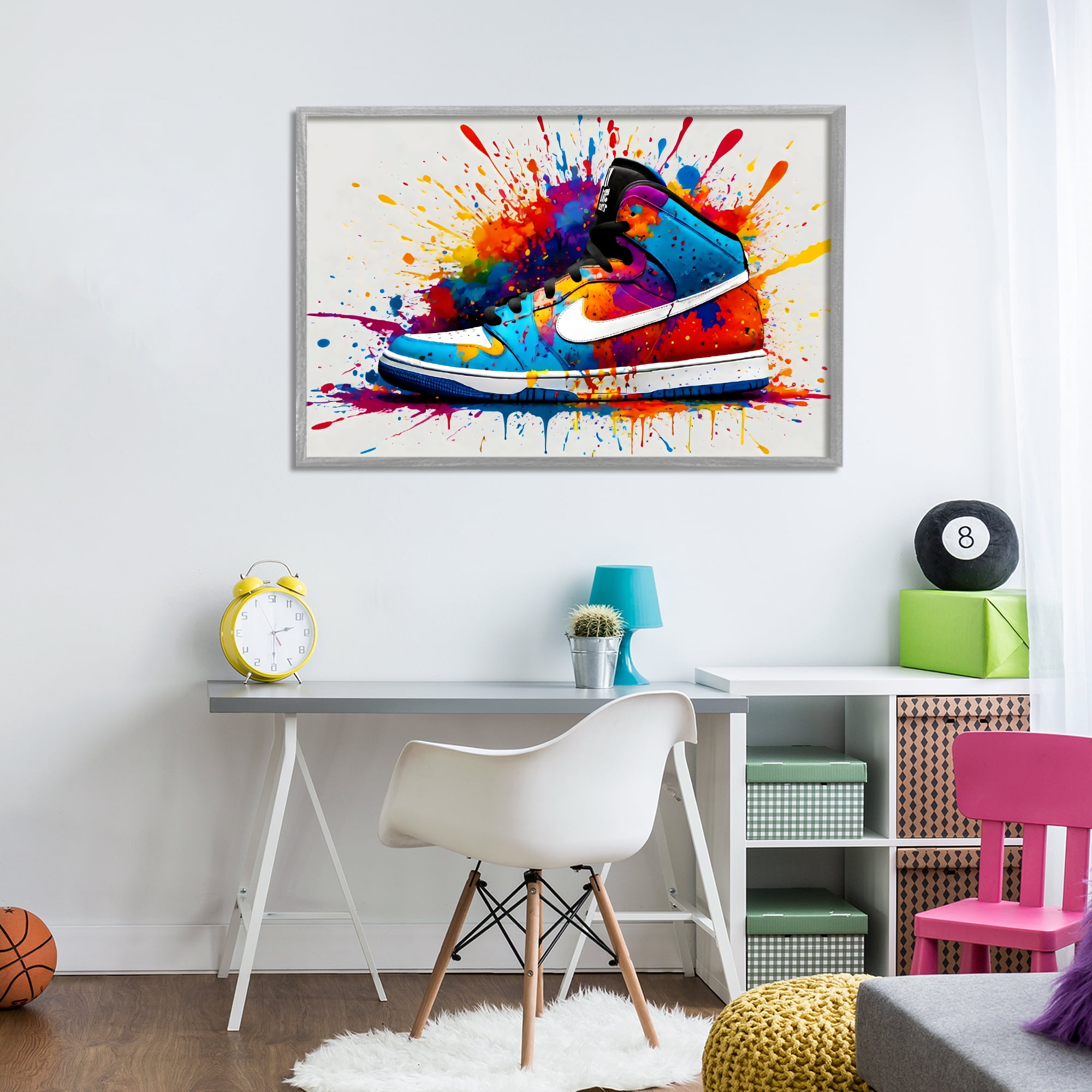 Stupell Industries Centric Sneaker Splash Gray Framed Giclee Art, design by Creative Studio