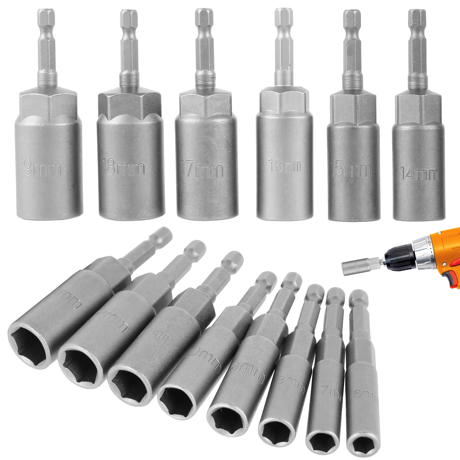 Protoiya 14pcs Hexagonal Sockets Set 619mm Deep Socket