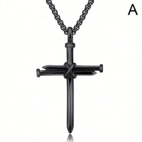 Men's Jewelry Stainless Steel Nail and Rope Cross Pendant Necklace Newest