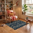 thumbnail image 3 of ODIKA 3'x5' Ultra-Soft Throw Mat, Navy Long Angular Blocks Contrasting Accessories Ocean Racetrack None Washable, Bare feet friendly, Easy Care Indoor rug for Bedside, Vanity, 3 of 7