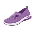 thumbnail image 2 of Aobny Walking Shoes Womens Shoes Casual Shoes Slip On Shoes Flatform Breathable Soft Shoes Shoe Purple Round Toe Stability Flat Heel Summer Shoes,Size 41, 2 of 5