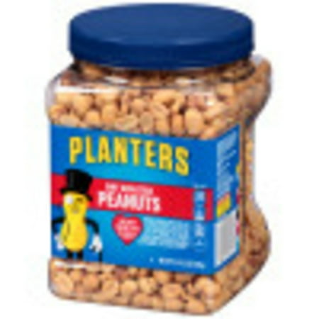 PLANTERS Salted Dry Roasted Peanuts, Party Snacks, Plant Based Protein, 2.16 lb Container