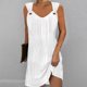 thumbnail image 4 of Mini vestido plisado sin mangas con cuello en V para mujer: informal, fluido, adecuado para fiestas/playa, se ajusta a la talla, 4 of 7