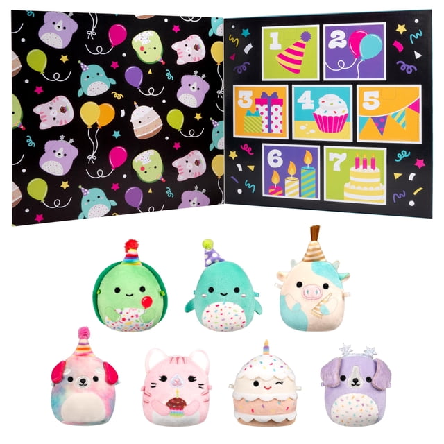Set de 7 Peluches Micromallows Originales Squishmallows Cuenta Regresiva de Cumpleaños
