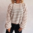 thumbnail image 5 of Tnhcen Women's Striped Knit Sweater Loose Fit Crewneck Top Soft Nylon Spandex Pullover Long Sleeve Casual Comfort Wear Black White Stripe Pattern S-XL, 5 of 5