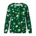 thumbnail image 5 of ASFGIMUJ Women St Pa Day T Shirts Crewneck Green Sweatshirt Raglan Sleeve Shirt Pullover Tops Loose Suitable Dressy Tops,Size L, 5 of 5