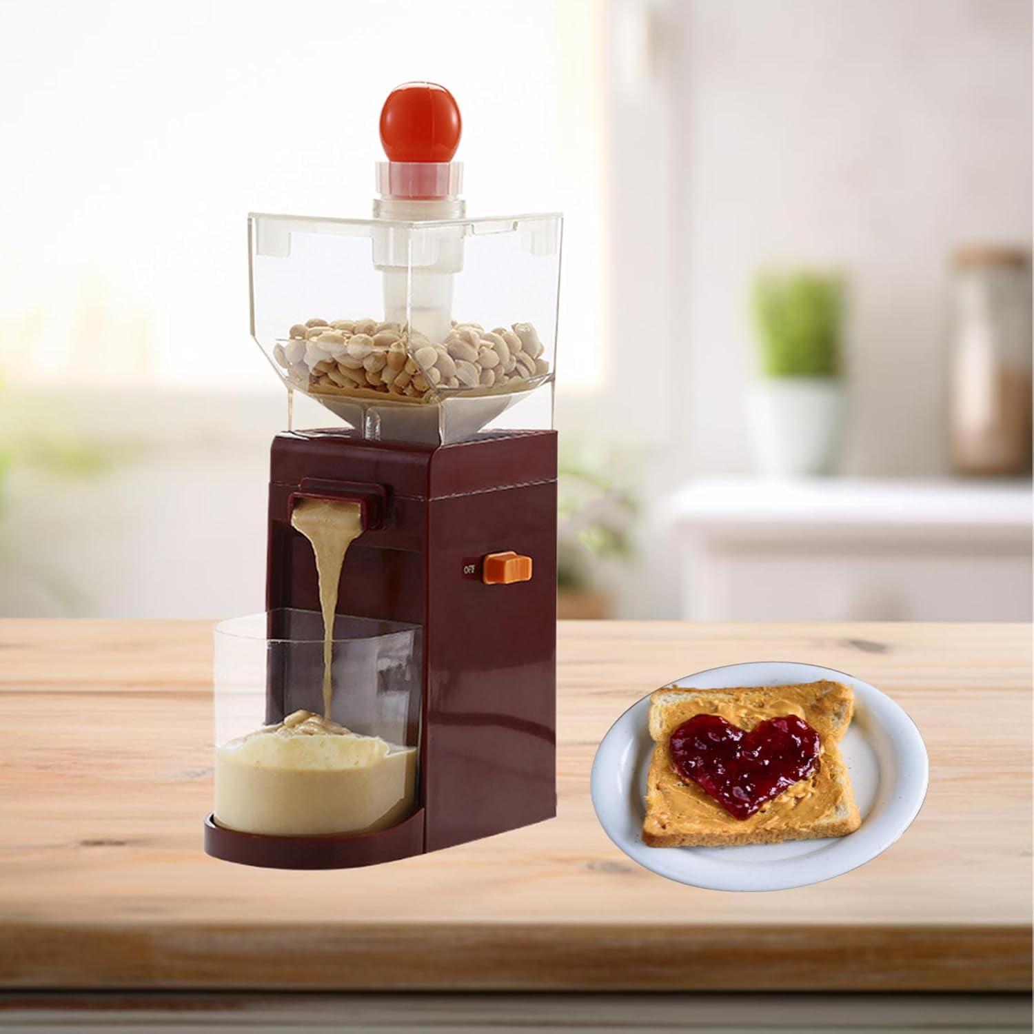Electric Peanut Butter Maker: 500Ml Portable Small Peanut Butter Machine, Nut Grinder with Anti-Slip Base - 120W Strong Motor Power Food Processor for Coffee Corn Cashew Hazelnut Grain Mill