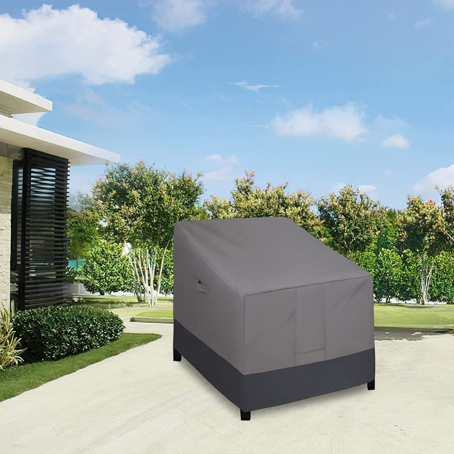 General Outdoor Chair Cover Waterproof, Heavy Duty Patio Chair Cover, Windproof Outdoor Furniture Cover with Air Vent (2 Pack-33.5Wx31.5Dx36H inch, Gray/Dark Gray)