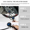 thumbnail image 4 of Digital Tyre Inflator Pressure Gauge with LCD Display Heavy Duty Air Tool with Rubber Hose and Quick Connect Coupler, 4 of 5
