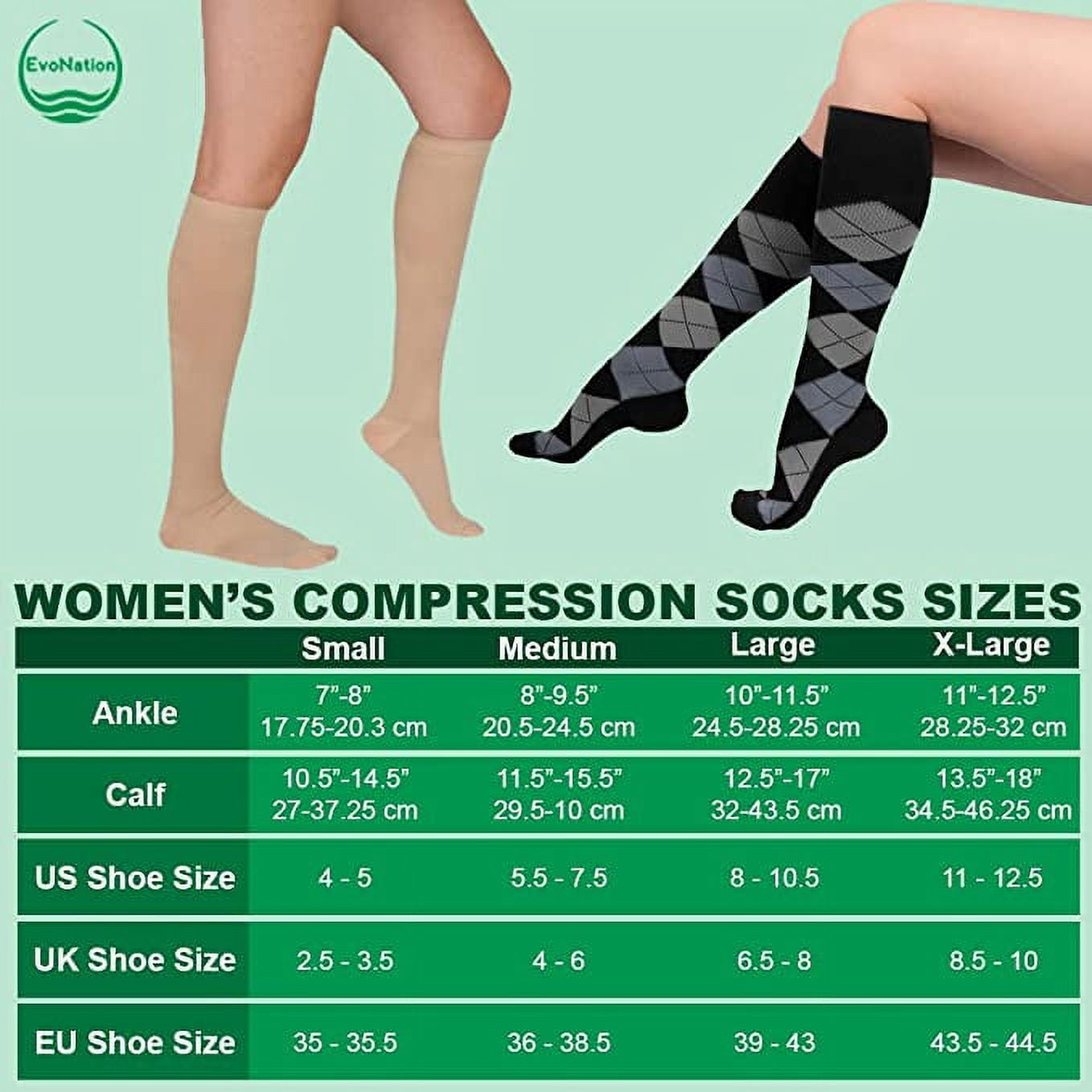 EvoNation Copper Sole Women's 20-30 mmHg Compression Socks