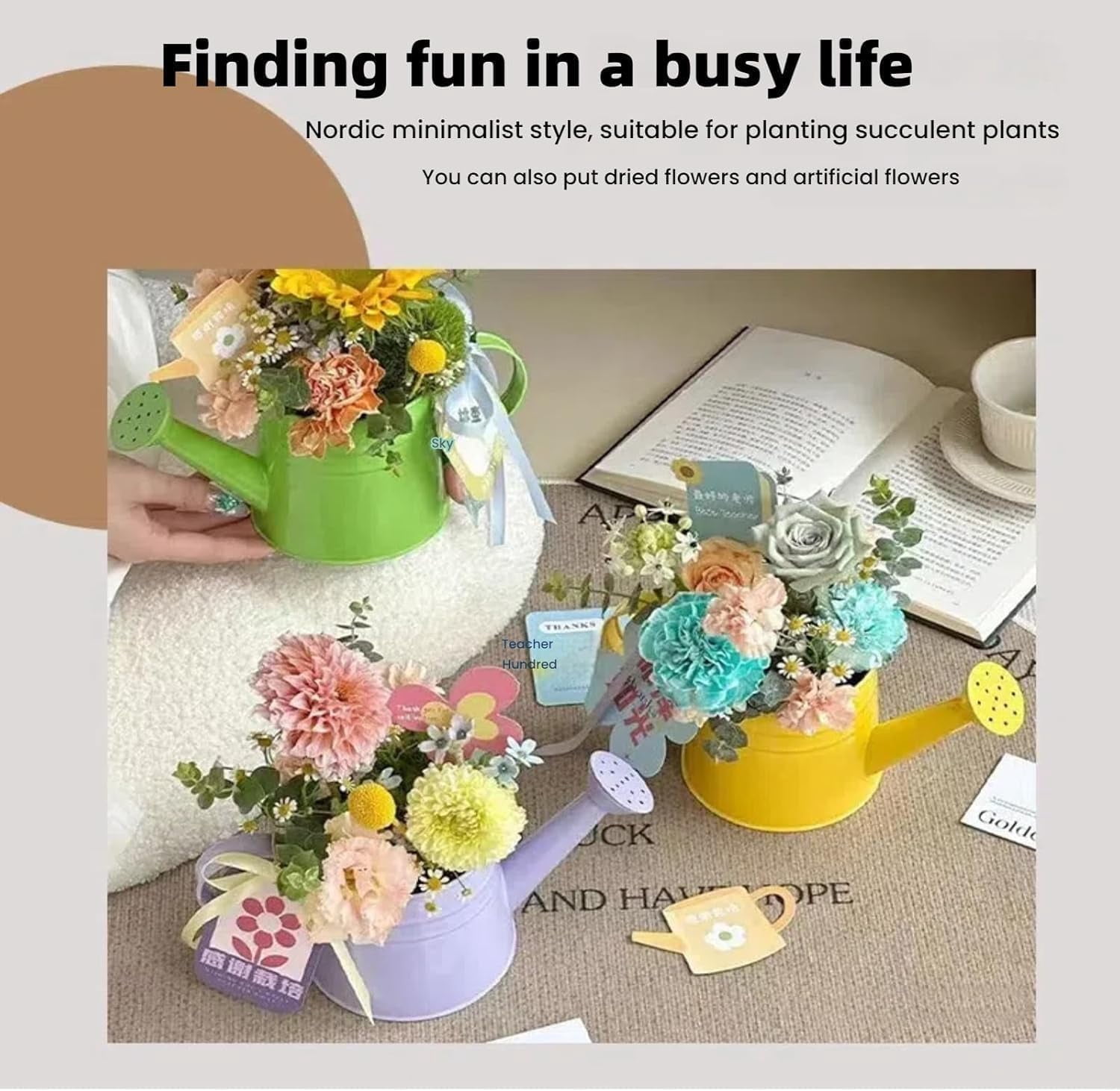 White Watering Can, 1l Metal Garden Watering Can, Vintage Sprinkling Can for Flowers, Indoor & Outdoor Plants, Lawn & Garden Irrigation Tool